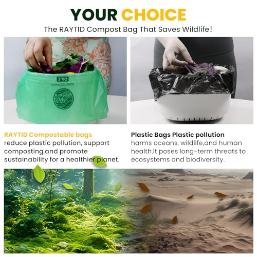 Compostable trash Bags 2.6 Gallon Compost Bags for Kitchen Countertop Bin 1.3 (120 Count)