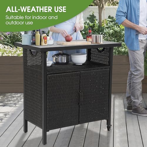 Outdoor Bar Table Featuring Storage Cabinet