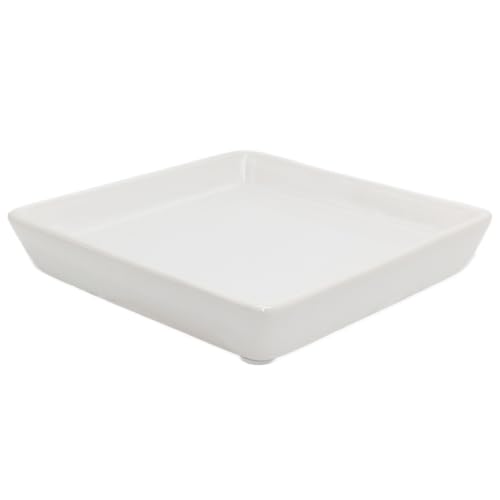 Square Ceramic Plant Saucer Tray 8 9 10 Inch White