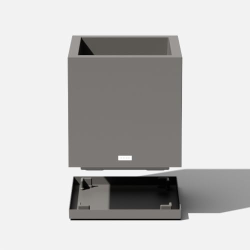 Block Series Cube Planter & Drip Tray (Gray / Small - with saucer)
