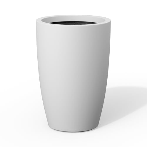 Large Round Tapered White Concrete Planter 22.4" Tall (Pure White / 22.4"H (Single Planter))