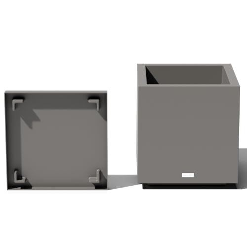 Block Series Cube Planter & Drip Tray (Gray / Small - with saucer)