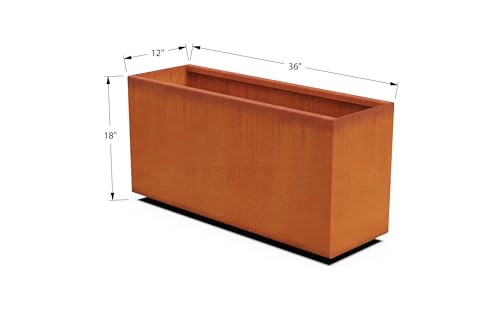 Large Rectangular Planters for Outdoor Plants 36x12x18 Corten Steel Planter (3 Sq Ft)