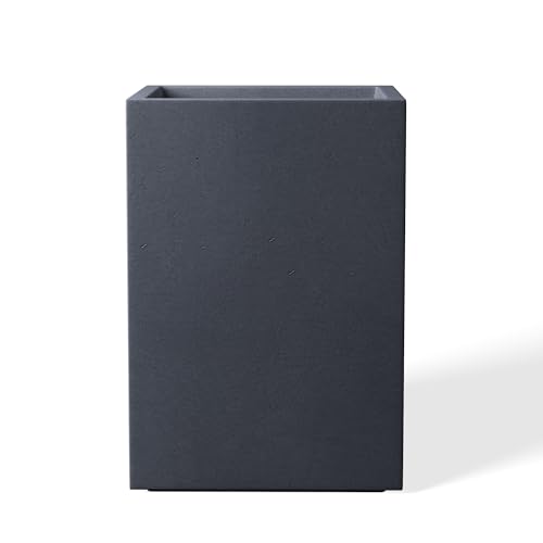Large Tall Square Charcoal Concrete Planter 19" H (Charcoal / 18.5" H)