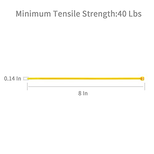 8 Inch Yellow Cable Zip Ties (Yellow / 8 inch (40 lbs, 500 pcs))