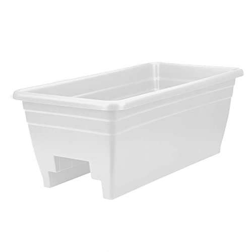 24 Inch Deck Rail Box Planter Lightweight Outdoor Plastic Plant Pot for Herbs and Flowers