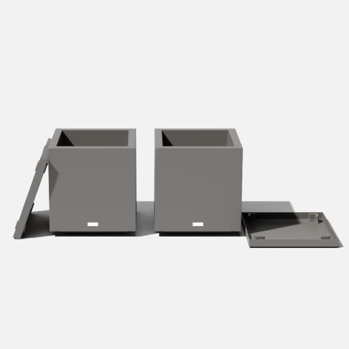 Block Series Cube Planter & Drip Tray (Gray / Small - 2 pack with saucers)