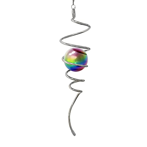 Multi Color Wind Spinner Tail Gazing Ball Spiral Decorative Wind Spinners Sun Catcher Visual Illusion Wind Spinner Stabilizer Indoor Outdoor Garden Decoration (13in / 004-purple Multi Color)