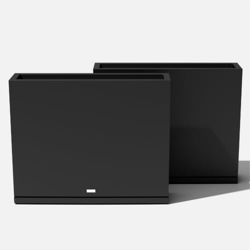 Block Series Span Planter & Drip Tray (Black / Medium - 2 pack with saucers)