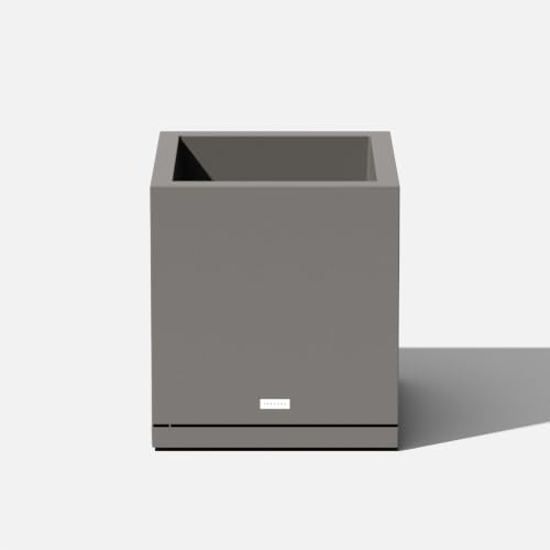 Block Series Cube Planter & Drip Tray (Gray / Small - with saucer)
