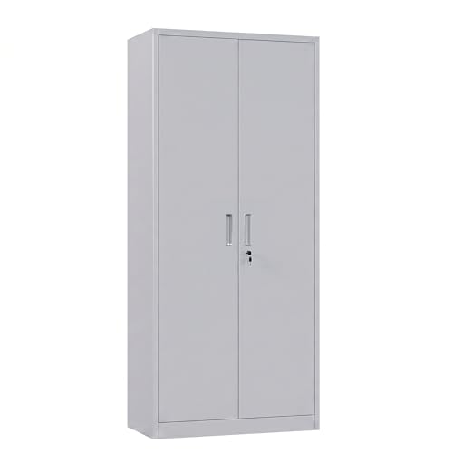 71 Inch Lockable Metal Garage Storage Cabinet with 4 Shelves (Grey / 15.75"D x 31.50"W x 70.87"H)
