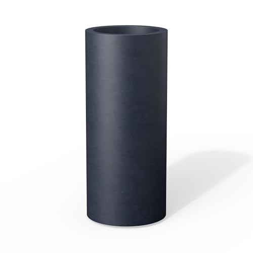 Small Round Column Charcoal Concrete Planter 18.9" Tall (Charcoal / 18.9“h)
