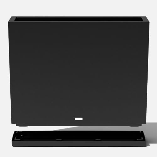 Block Series Span Planter & Drip Tray (Black / Medium - with saucer)