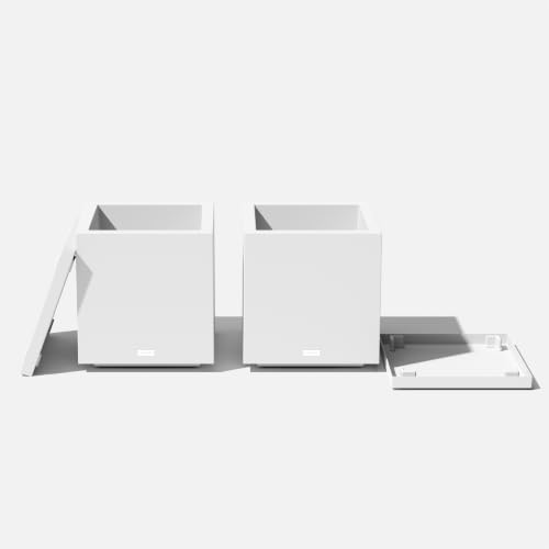 Block Series Cube Planter & Drip Tray (White / Small - 2 pack with saucers)