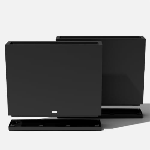 Block Series Span Planter & Drip Tray (Black / Medium - 2 pack with saucers)