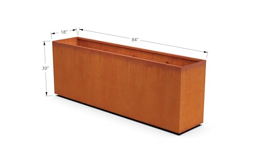 Corten Steel Planter Rectangle Outdoor Metal Garden Box Heavy Duty (10.5 Sq Ft)