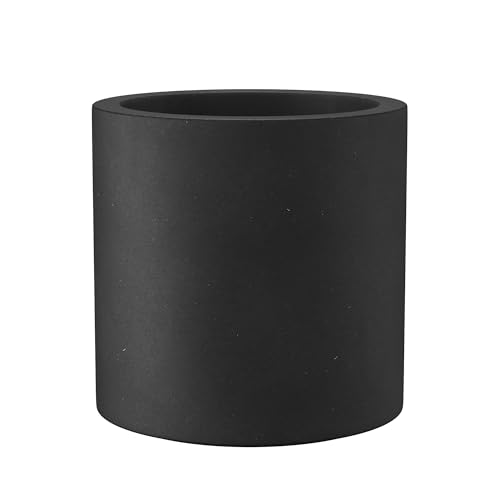 Accent Round Cylinder Black Concrete Planter 12.6" Tall (Black / 12.6" Dia)