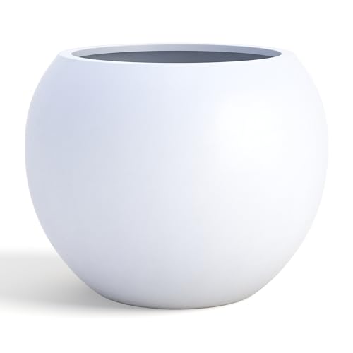 Fiberstone Sphere Planter for Olive Trees (White / Small 12.6''D x 10''H)