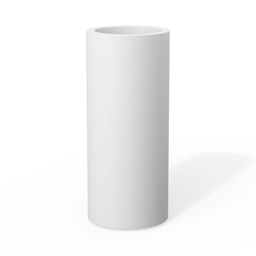Small Round Column White Concrete Planter 18.9" Tall (White / 18.9“h)