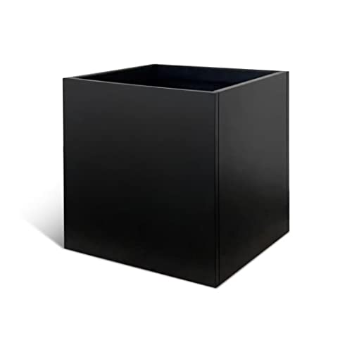 Galvanized Steel Planter Box Black Metal Planter Large Square 32Inch Indoor Outdoor Planters Cube Steel Heavy Duty Flower Pot Powder Coating Modern Commercial Residential for Patio