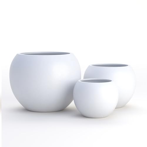 Fiberstone Sphere Planter for Olive Trees (White / Small 12.6''D x 10''H)