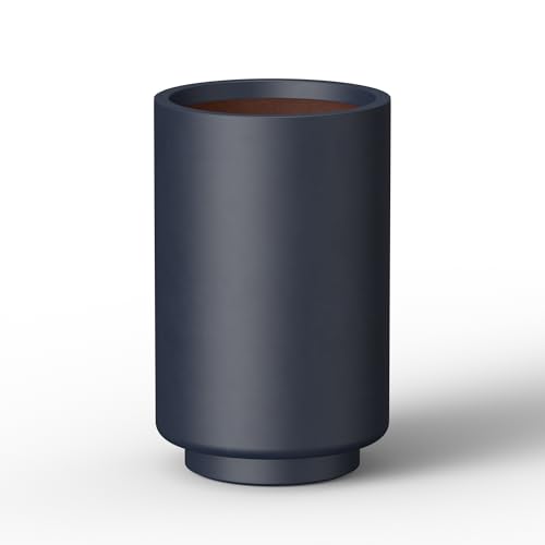 Small Round Tapered Charcoal Concrete Planter 15.7" Tall (Charcoal / 9.8"Dia x 15.7"H)