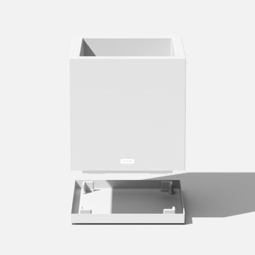 Block Series Cube Planter & Drip Tray (White / Small - with saucer)