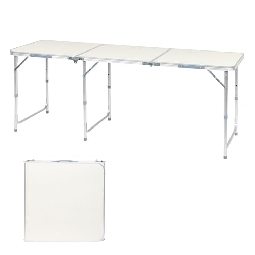 6.0 Ft Folding Portable Camping Table (White / 6 FT)