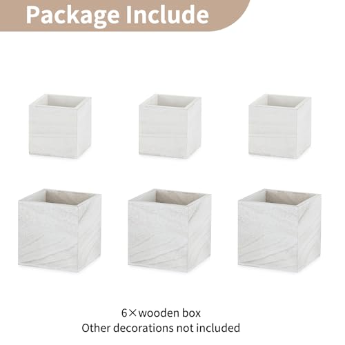Small Wooden Box for Centerpiece (Whitewashed / Square 4"+5"-6 Pcs)
