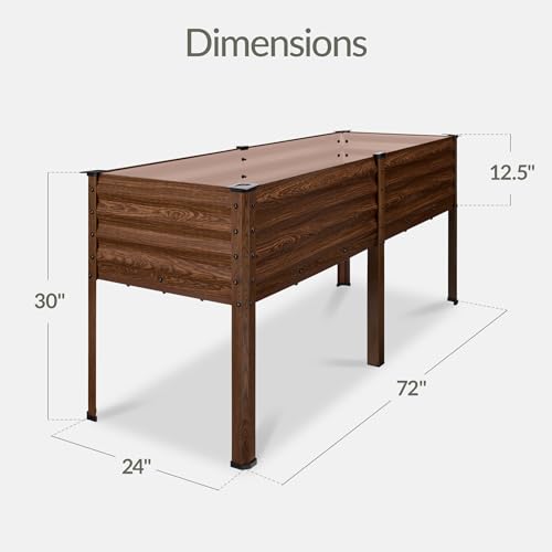 72x24x30in Non Toxic Galvanized Raised Garden Bed (72x24x30in / Dark Brown Wood Grain)