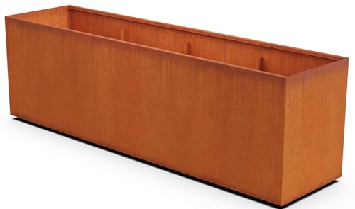 Large Rectangular Planters for Outdoor Plants 96x24x30 Inch Extra Large Corten Steel Planter (16 Sq Ft)