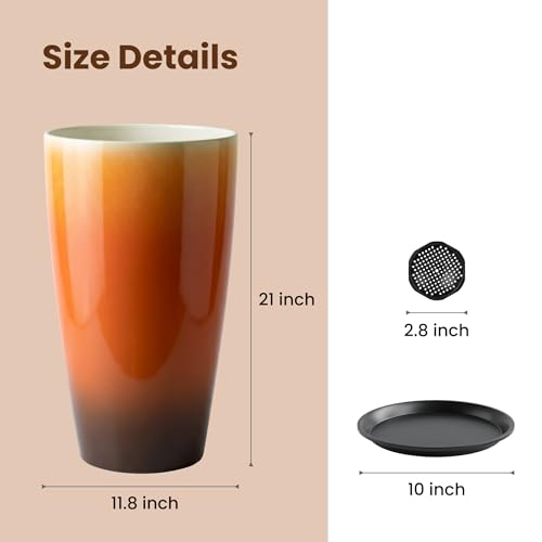 21 inch Tall Planters for Outdoor & Indoor Plants (Orange)