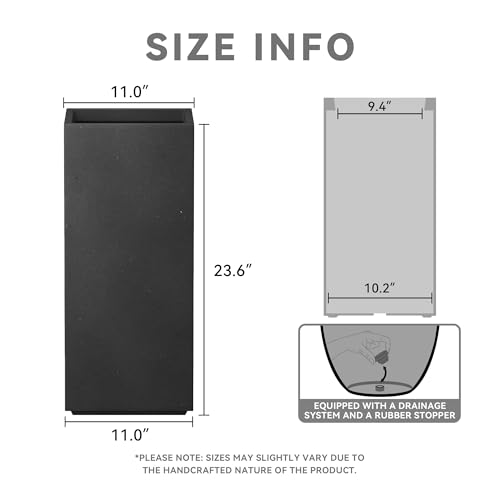 Accent Column Square Black Concrete Planter 23.6" H (Black / 23.6" H)