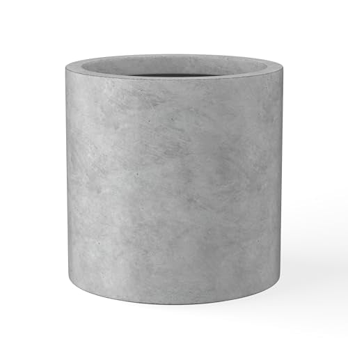 Accent Round Cylinder Pale Gray Concrete Planter 12.6" Tall