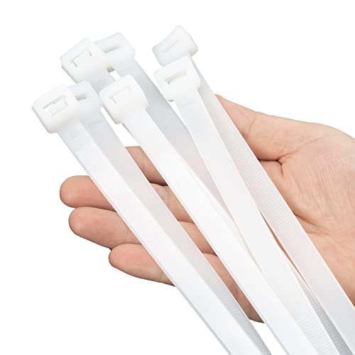 12 Inch White Large Zip Ties Heavy Duty 500 Pack (White / 12 inch(200lb))