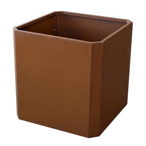 Corten Steel Planter Box 26”L x 26"W x 26"H Large Square Steel Planter Box