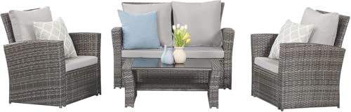 4 Piece Patio Furniture Set (Grey / 4)