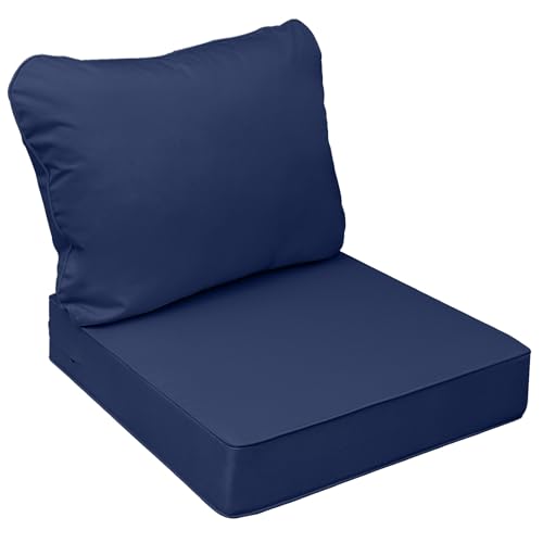 Outdoor Chair Cushions (Navy Blue / 23.5"x25.5"x5" / 23.5"x19")