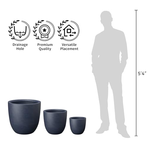 Round Concrete Planter (Charcoal / 14-Inch Dia)