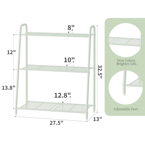 Metal Plant Stand Indoor Outdoor for Multiple Plants (Green)