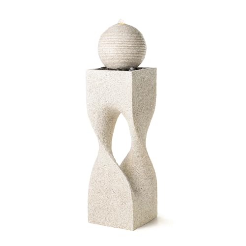 Outdoor Water Fountain with Lights (Resin/Sand/Curved / 36.5" H)