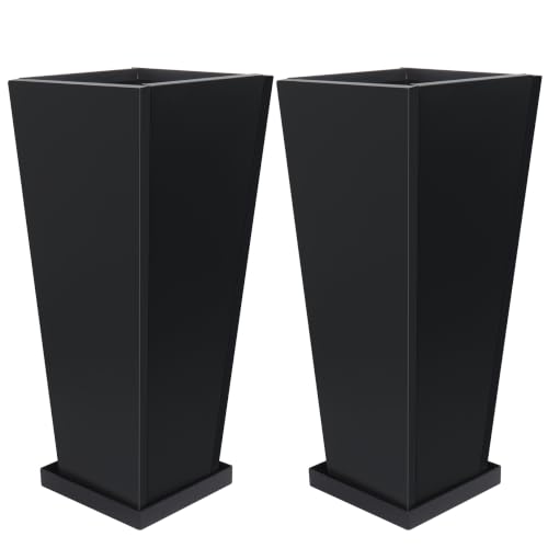 28" Metal Tall Outdoor Planters Set of 2 (28" H)