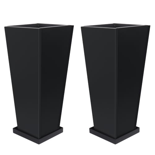 26" Metal Tall Outdoor Planters Set of 2 (26" H)