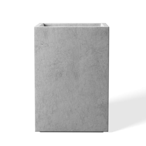 Large Tall Square Pale Gray Concrete Planter 19" H (Natural Concrete / 18.5" H)