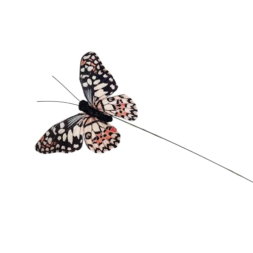 Artificial Feather 3D Butterfly Party Decorations Set of 12 with Wire 6 Color Ornaments for Home Decoration (B Wire)