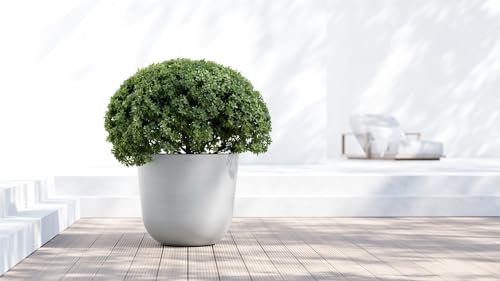 Oslo Round Flower Planter (White Grey / 25.5")