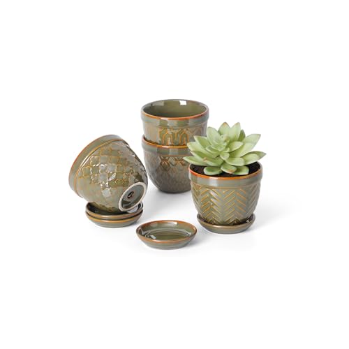 Sureasy Succulent Pots (Green / 3.5 inch)