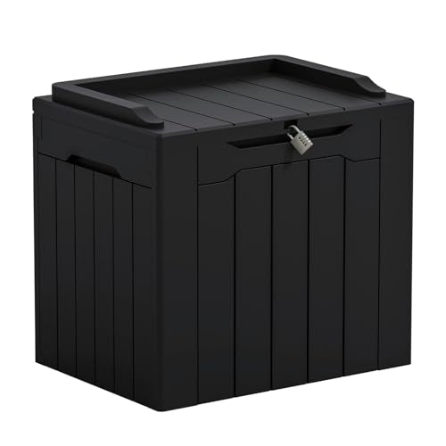 Outdoor Storage Box 31 Gallon Storage Box with Lid for Patio Furniture (31 Gallon / Dark Black)