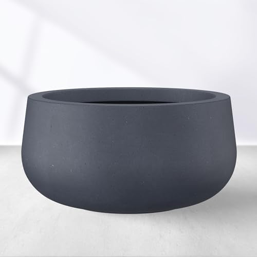 Charcoal Concrete Planter 16" Dia All (Dark Gray / 15.7"w)