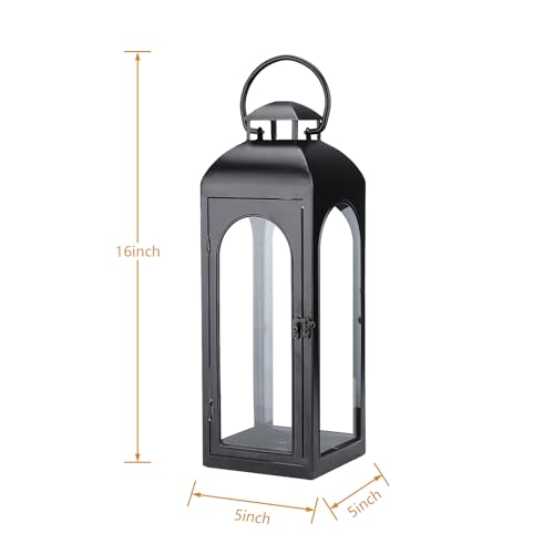 16 Inch Outdoor Indoor Lantern (Black / 16 Inch and 16 Inch)